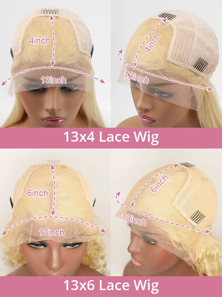 300% 613 Curly 13x6 HD Lace Frontal Wigs 40 42 Inch Loose Deep Wave Human Hair Honey Blonde Water Wave Lace Front Wigs For Women