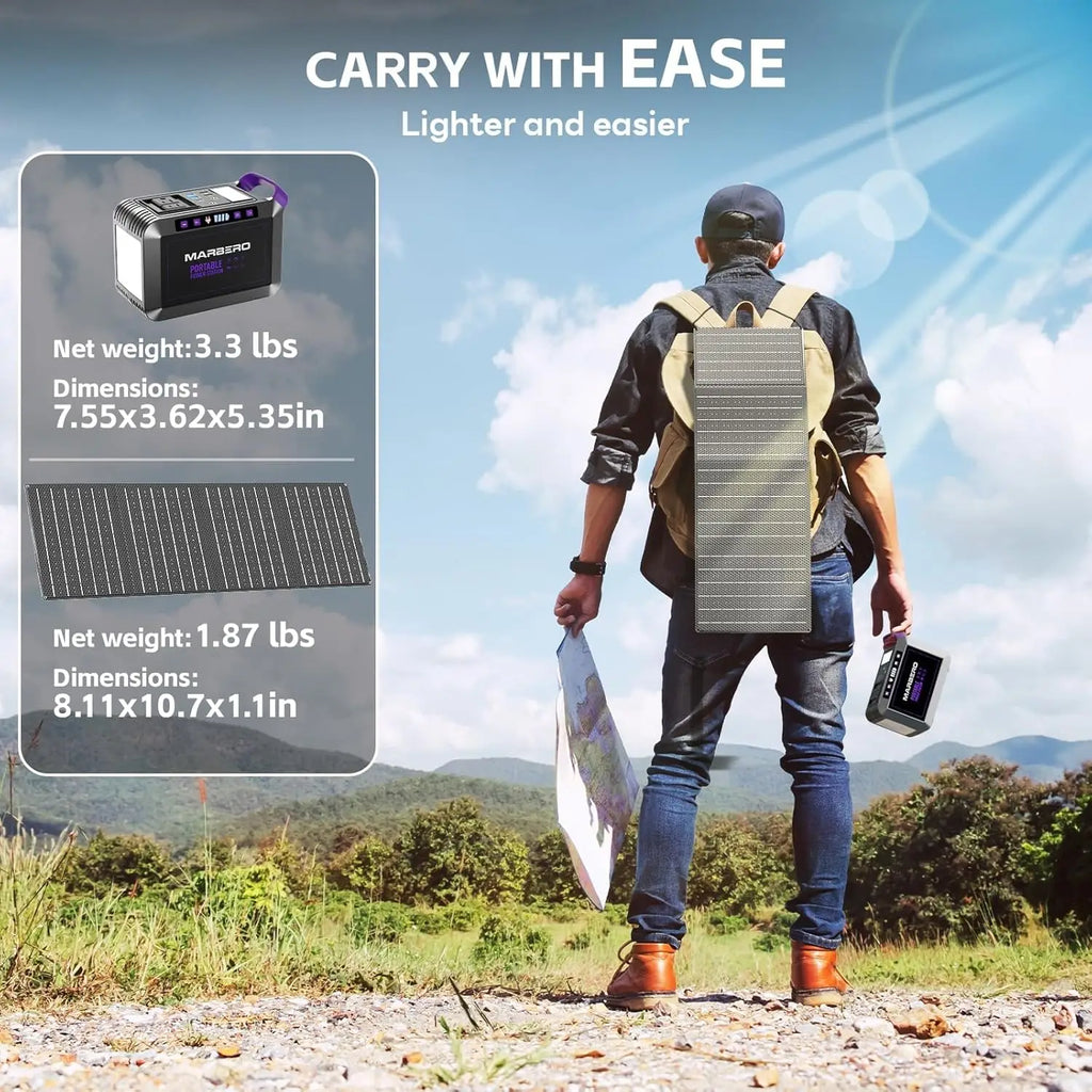 172Wh Portable Solar Power Station with 40W Panel, 200W Output for Camping, Outdoor, Hiking, Fishing & Emergency Use