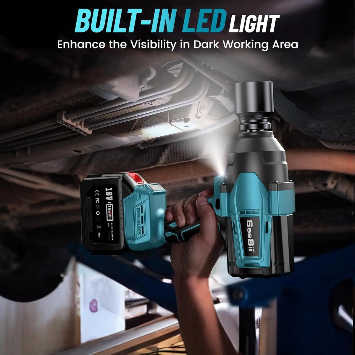 SEESII Cordless Electric Impact Wrench 2000Nm High Torque Brushless Power Impact Gun 3/4" Car Repair For Makita 2x 6.0Ah Battery