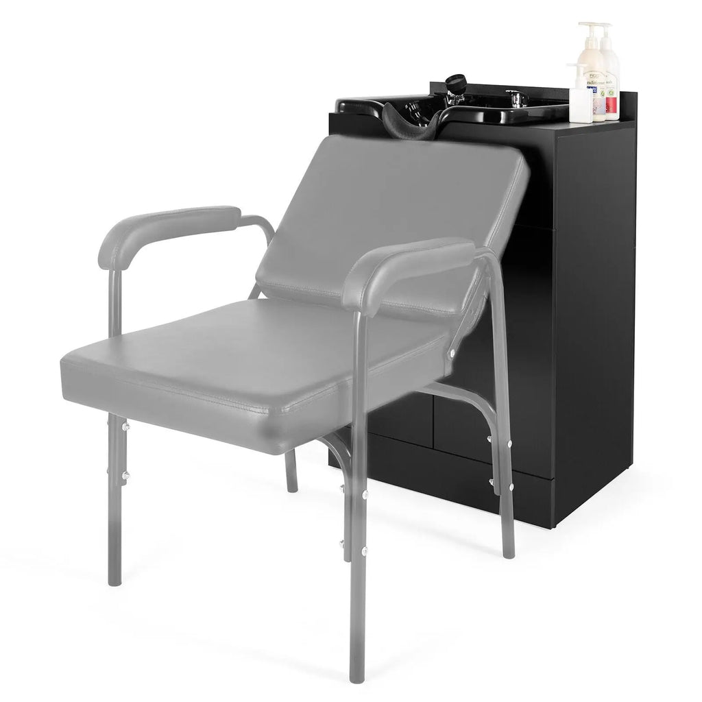 Backwash Sink Station Shampoo Bowl Beauty Spa Salon Hair Barber Equipment Black