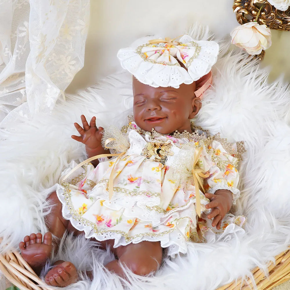 Artificial Soft Full Body Platinum Silicone Painted Reborn Doll Girl Handmade 17.72 inch Solid Newborn Fake Girl For Kid Gift