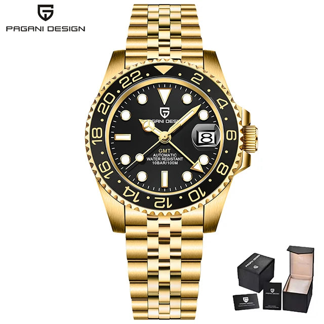 PAGANI DESIGN Gift Men's Watch GMT 40mm Mechanical Watch Top Brand Stainless Steel Waterproof Business Automatic Watches for Men