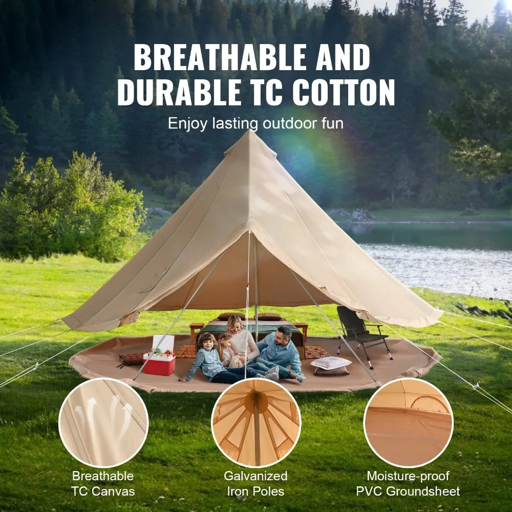 Canvas Bell Tent 3m/9.8ft 4-Season Canvas Tent for Camping with Stove Jack