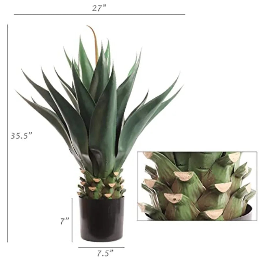36 Lifelike Artificial Agave Floor Plant with Pot Real Touch Indoor Outdoor Decor Low Maintenance Home Office Greenery Natural