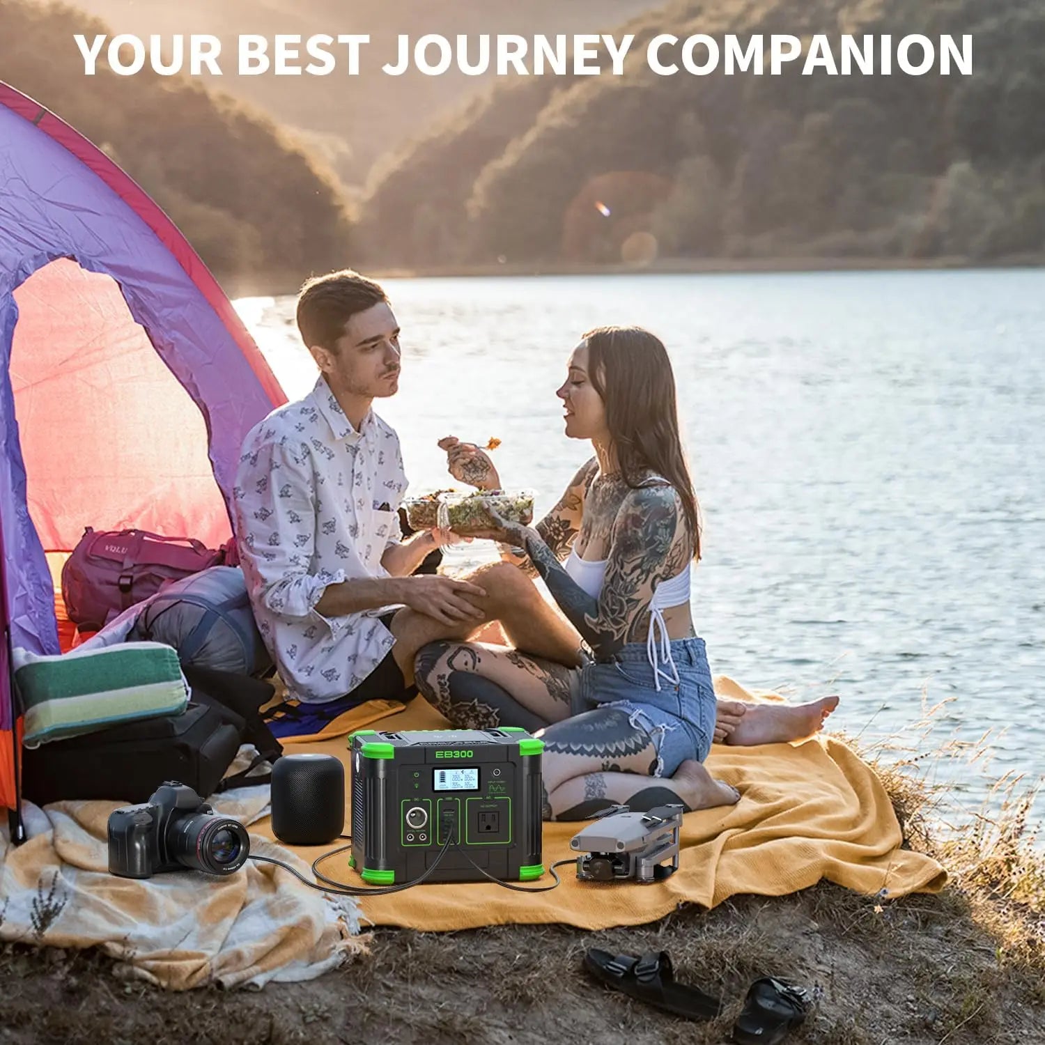 330W Portable Power Station with 288.6Wh Solar Generator, 60W USB-C PD, 110V AC Outlet, Wireless Charging for Camping & Travel