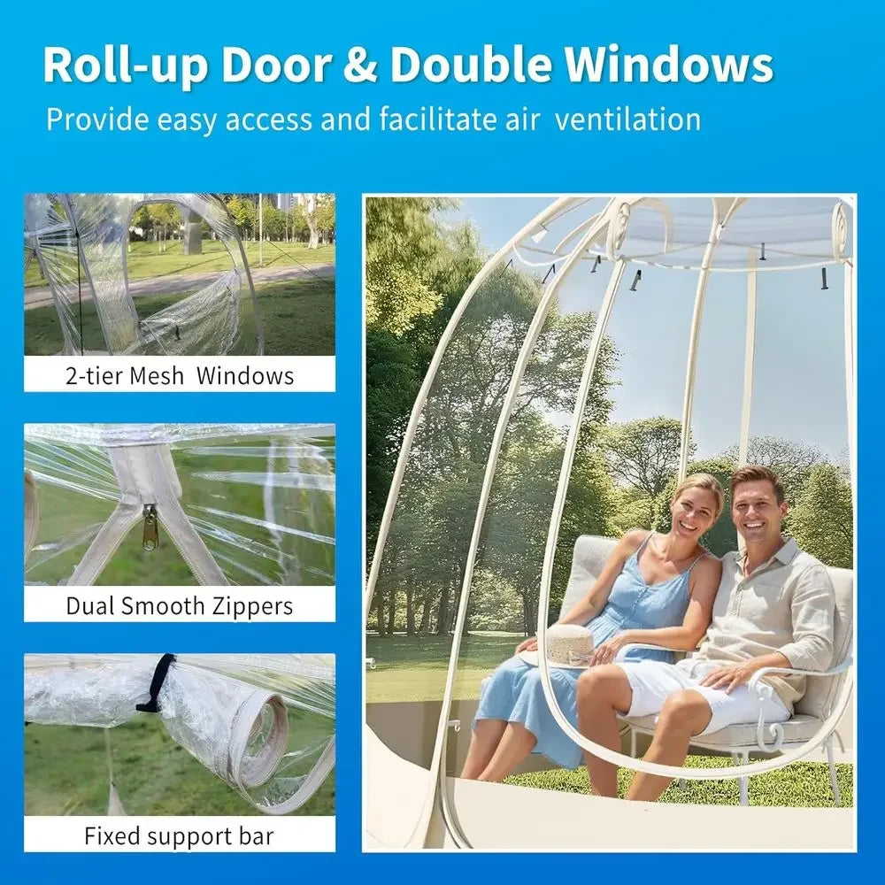 12-14 Person Weather-Resistant Outdoor Bubble Tent with Ventilation Windows for Camping, Parties, and Backyard Gatherings, Beige