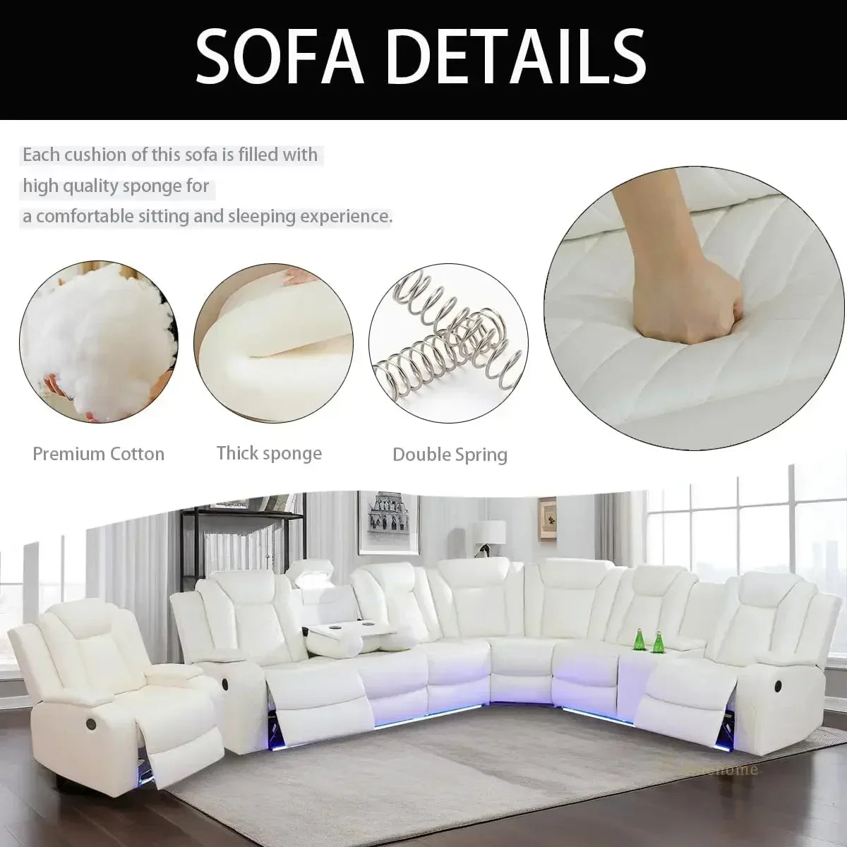 Hot salesLiving Room Furniture Reclining Sectional Sofa, Living Room Power Recliner Adjustable Sofa, Loveseat Chair with Storage