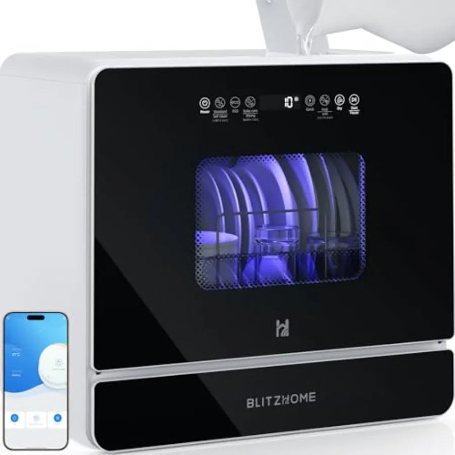 WiFi Countertop Portable Dishwasher Smart 9 Programs 167 High-Temp 360 3Spray 24H Timing Hot Air Drying Air Refresh Baby-Care L