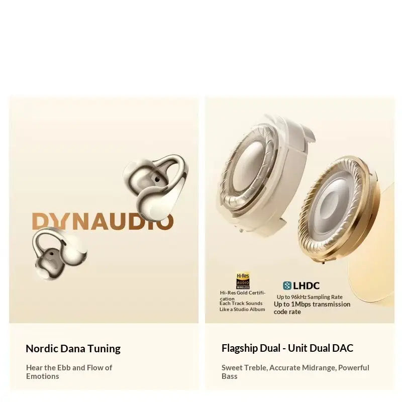Oppo Enco Clip2 Open Ear Wireless Bluetooth Earphones Ear Jewelry 5.2 Grams Ultra Light Gold Plated All Day Comfort Adults