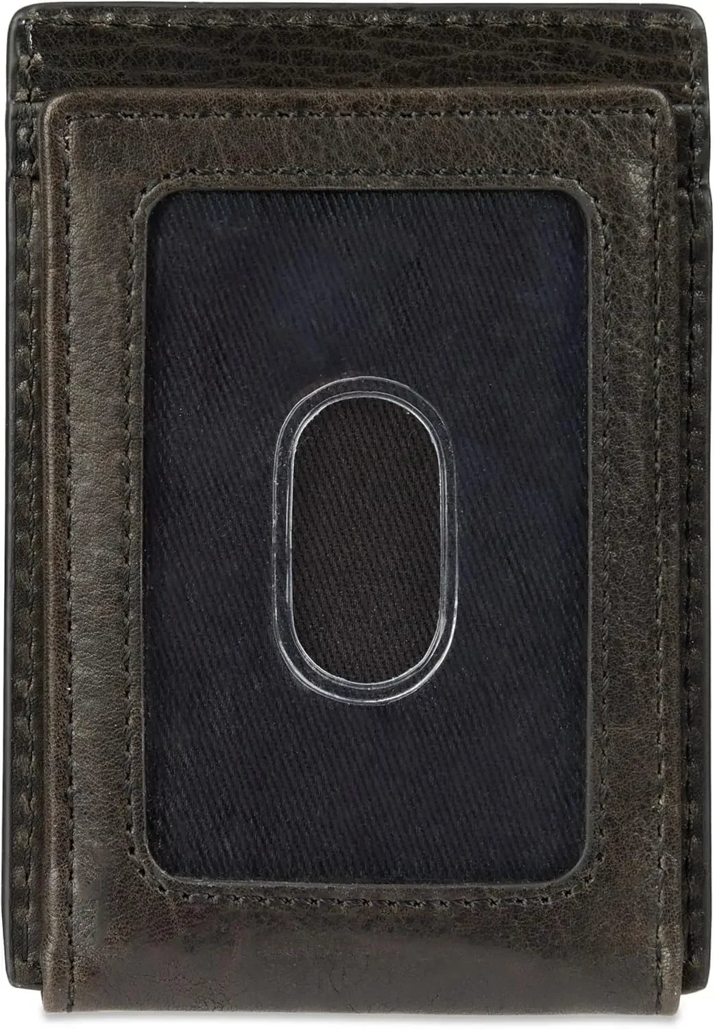 Men's Genuine Leather Magnetic Front Pocket Wallet With ID Window And Card Slots