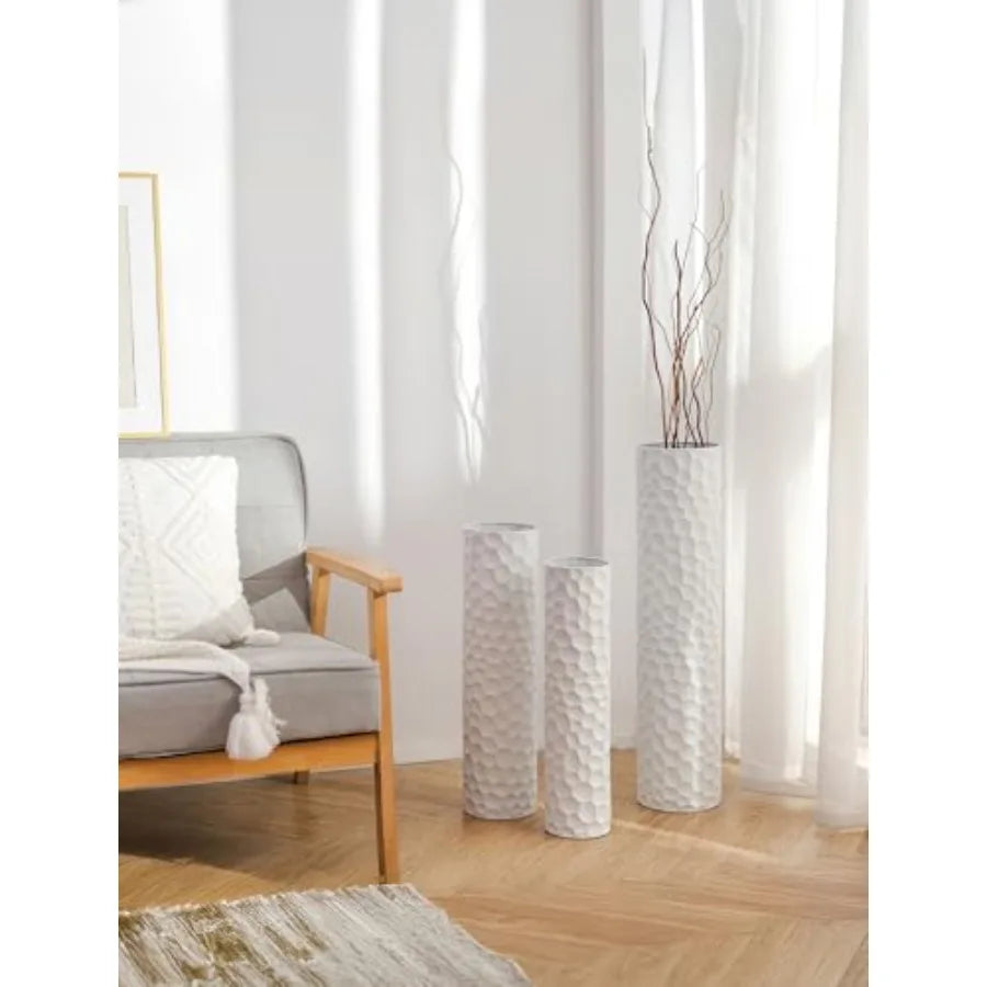 Tall Vases Floor Standing: Extra Large Floor Vase for Living Room 27.6/21.7in - Metal Tall Flower Vase for Pampas Grass - Moder