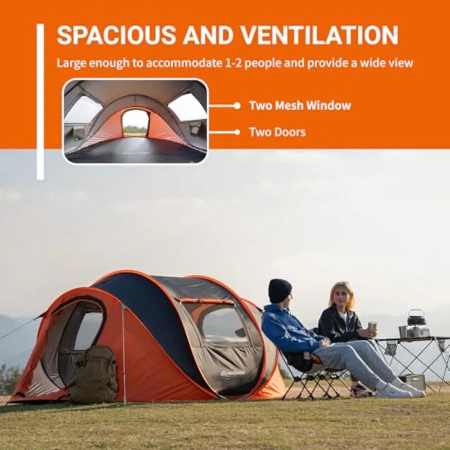 Instant Pop Up Camping Tent, 4 Person, Easy Setup Tent, Water Resistant Dome, Portable with Carry Bag