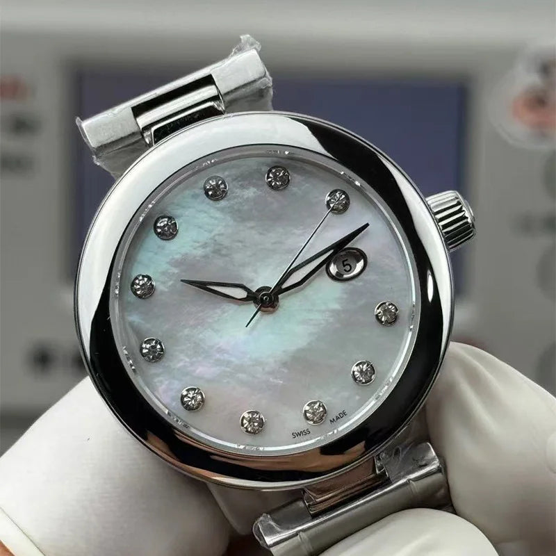 Fashion Ladies Stainless Steel Band Mechanical Watch Water Resistant Calendar Business Antique Coin Style Casual Watch Wholesale