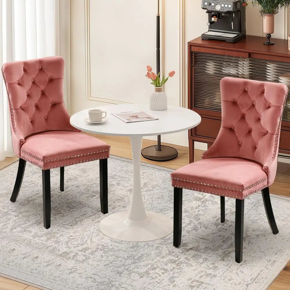 Dining Sets, 31.5 Round Dining Table Set with 2 Velvet Upholstered Dining Chairs,Wooden Legs Design for Kitchen Dining Room Apar