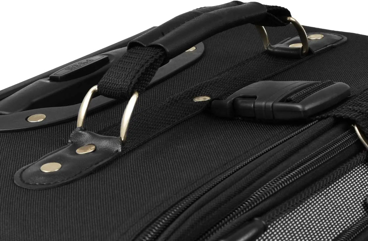 Lightweight Expandable Rolling Luggage Set, Black, 4-Piece with Durable Fabric and Smooth Wheels