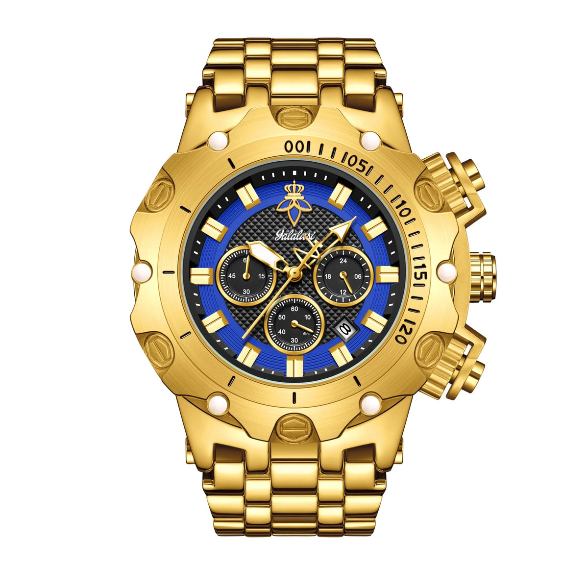 YaLaLuSi Women's Fashion Sport Watch Men's Gold Strap Luxury Waterproof Multifunctional Atmospheric Dial Gift Box Free Shipping