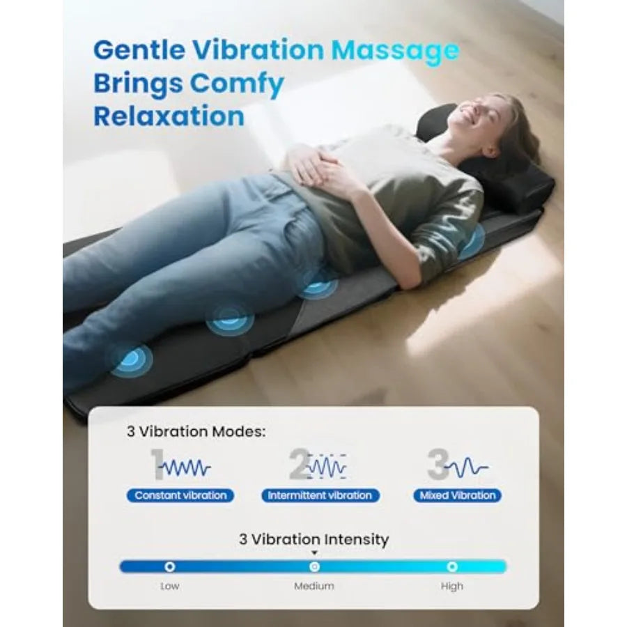Shiatsu Full Body Massage Mat with Heat Back Massage Pad for Pain Relief Deep Tissue Kneading and Vibration Heating Chair Massa