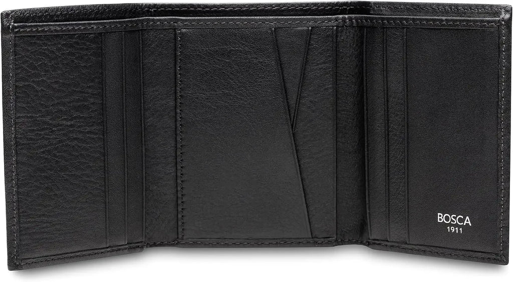 Men's Tri Fold Wallet With RFID Blocking, Nappa Vitello Leather, ID Window, 5 Card Slots