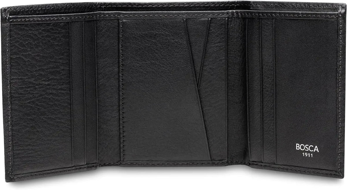Men's Tri Fold Wallet With RFID Blocking, Nappa Vitello Leather, ID Window, 5 Card Slots