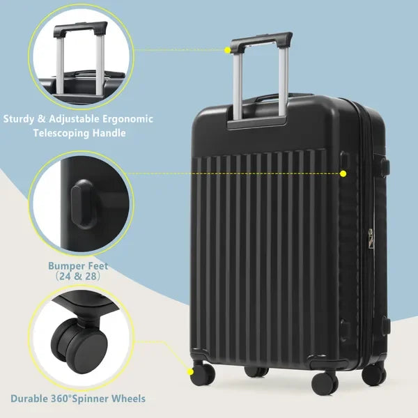 5Pcs Hardside Expandable Luggage Set with Spinner Wheels & TSA Lock Carry On Suitcase & Travel Bag