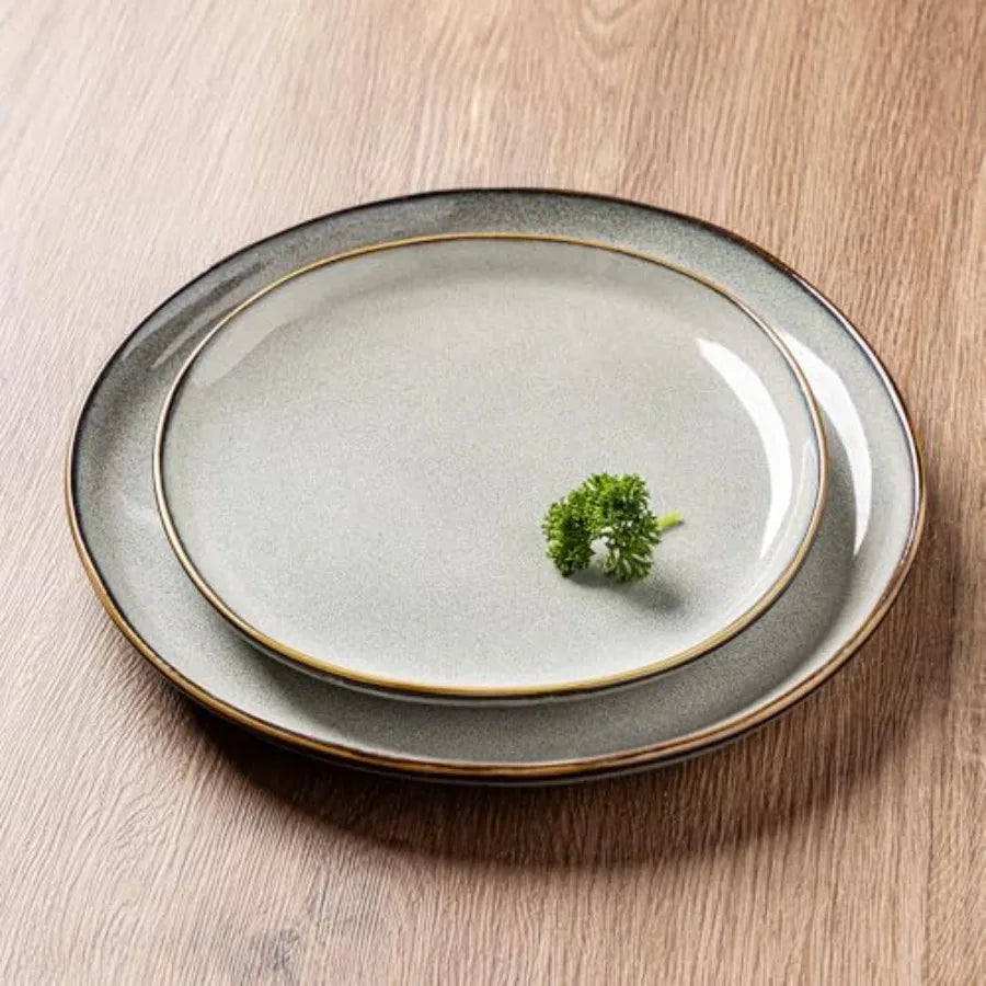 Ceramic Dinnerware Sets Handmade Reactive Glaze Stoneware Plates and Bowls for Dining Service for 8 24pc Dishwasher Microwave S