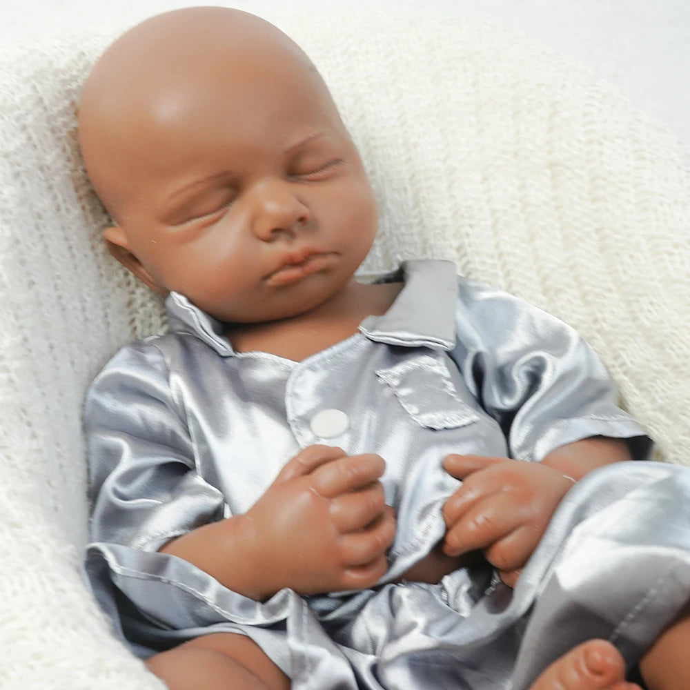 Full Body Silicone Reborn Baby Boy Loulou 18.9Inch 1:1 Lifelike Silicone Bebe Washable Newborn Dolls for Kids Teaching