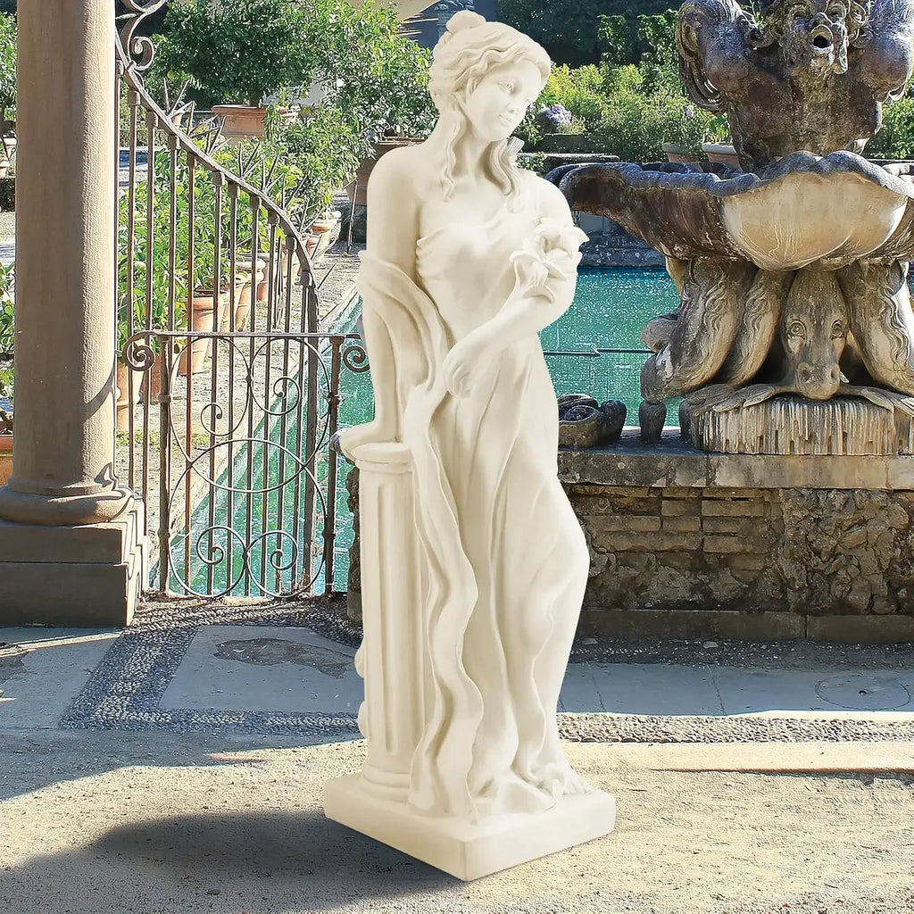 51'' Large Outdoor Garden Nymph Statue, Goddess of Spring Flowers, Roman Style Sculptures Decorations, Religious Garden Statue f