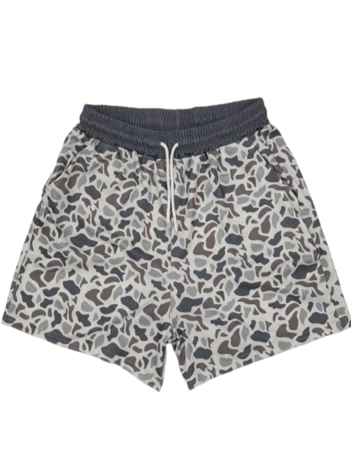 Camo Print Sports Mens Shorts Casual Drawstring Bermuda Shorts Loose Fit Gym Shorts