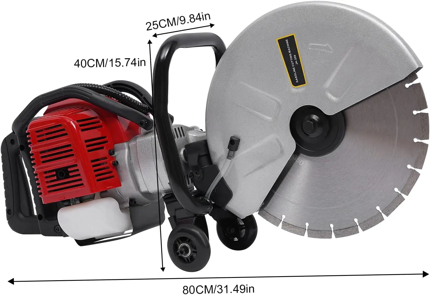 52CC 2-Stroke Gas Concrete Cut Off Saw 1400W Wet Dry Cutting Power Tool High Speed 1800RPM Ergonomic Design