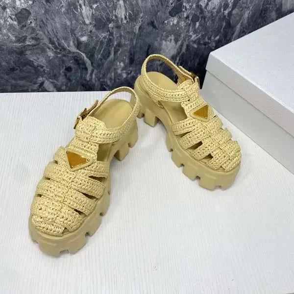 Womens Serrated Roman weaving Sandals High Quality Womens Slides Thick bottom Ultralight Fashion Sandal Casual shoes Platform Su