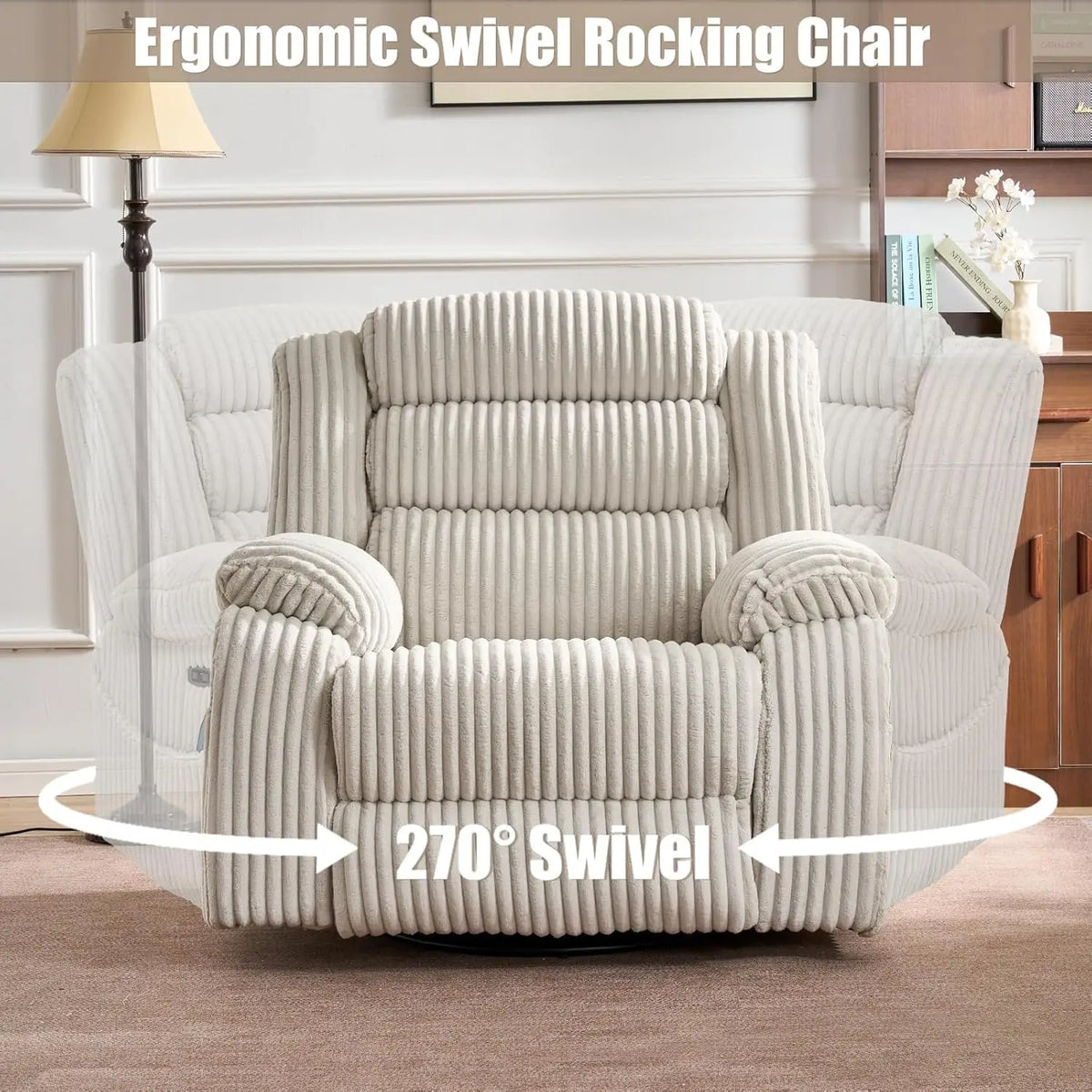 Power Swivel Rocker Recliner Chair for Adults with Massage and Heat, USB and Type-C Charging Port, Infinite, Customized