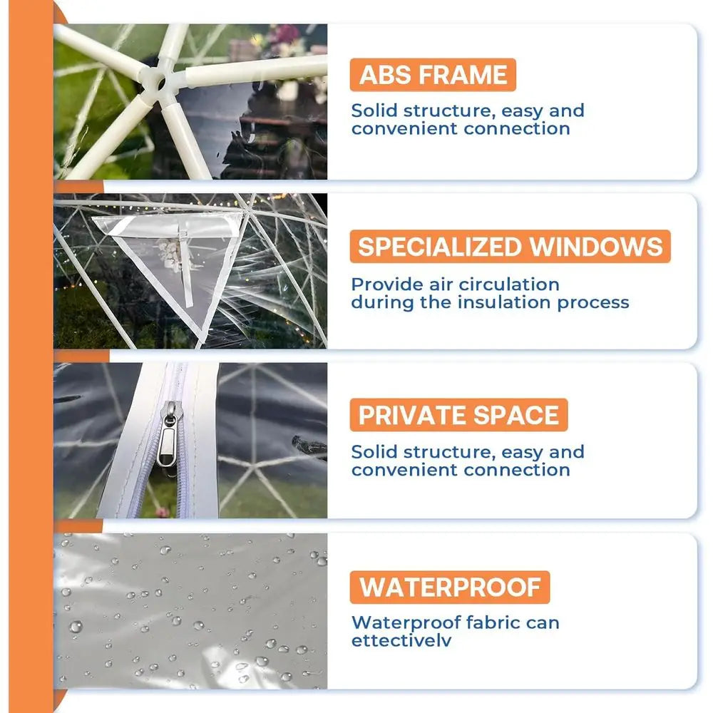 Upgraded Weatherproof Geodesic Dome Greenhouse Bubble House Camping Tent for 2-4 People, Suitable for Garden, Outdoor, and Party