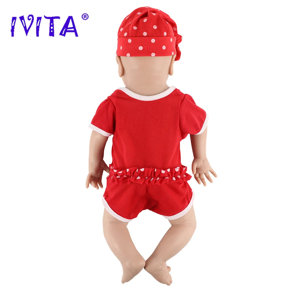 IVITA WG1514 18inch 2980g 100% Silicone Reborn Baby Doll Realistic Newborn Girl Toy for Children's Fashion Lifelike Dolls