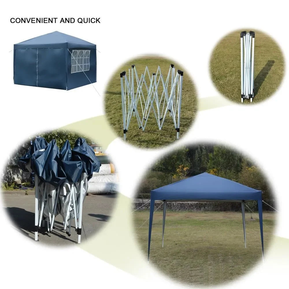 10'x 10' Blue EZ Pop UP Party Tent Outdoor Canopy Patio Waterproof Wedding Tent