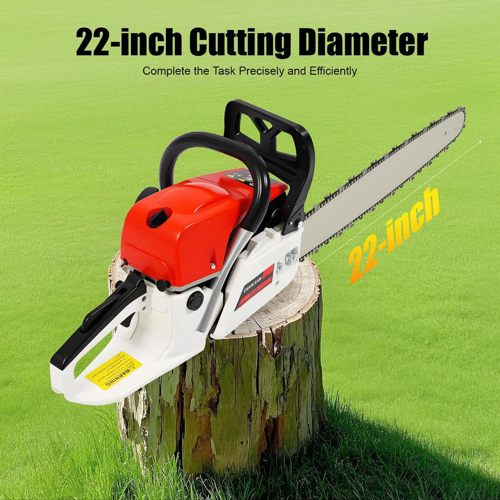 Professional 52cc Gas Chainsaw,2.0KW 7500rpm Power Beast,Ergo Grip & Safety Lock,Professional Wood Cutting Tool,Easy-Start Craft