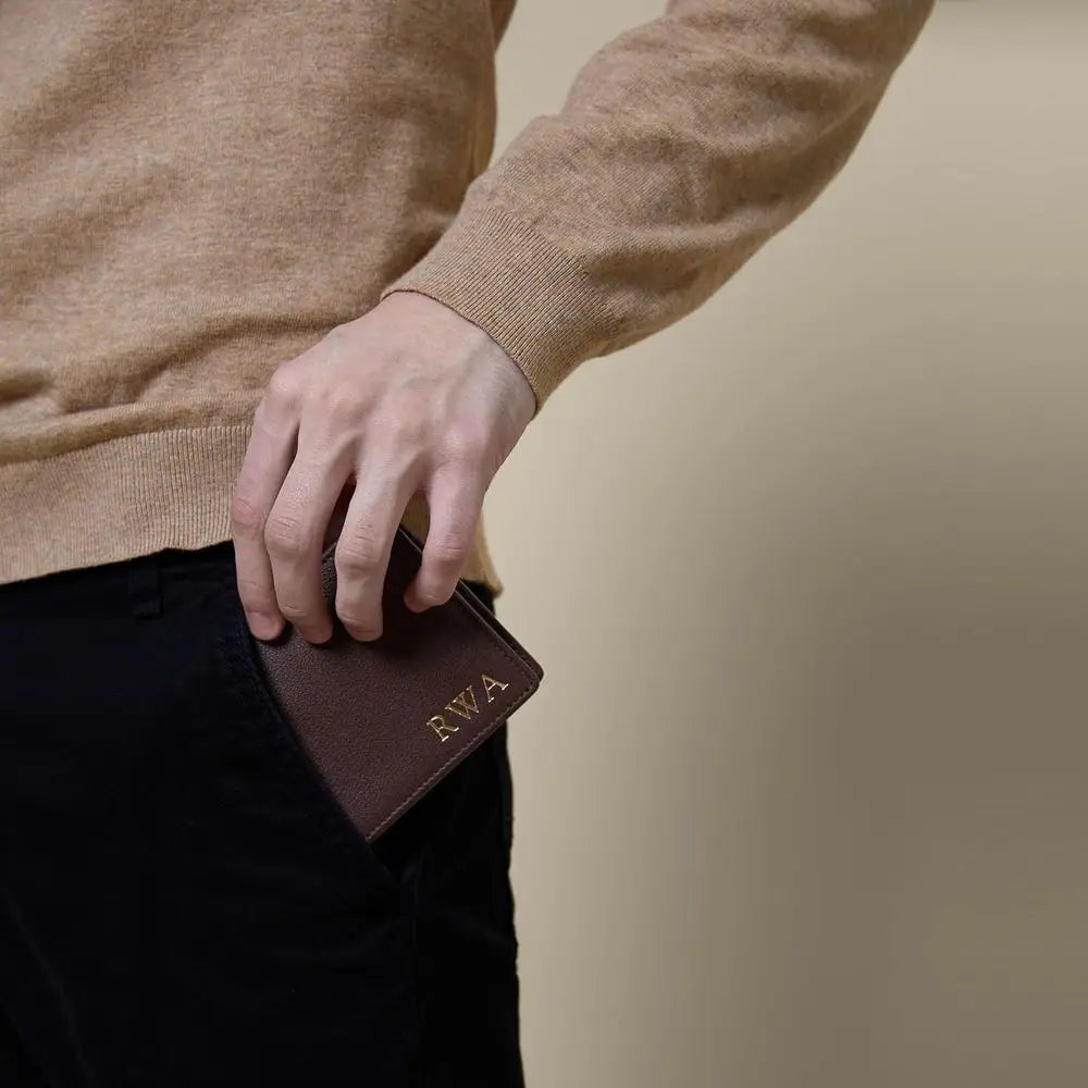 Men's Genuine Leather Bifold Wallet with 11 Card Slots and Double Bill Compartment