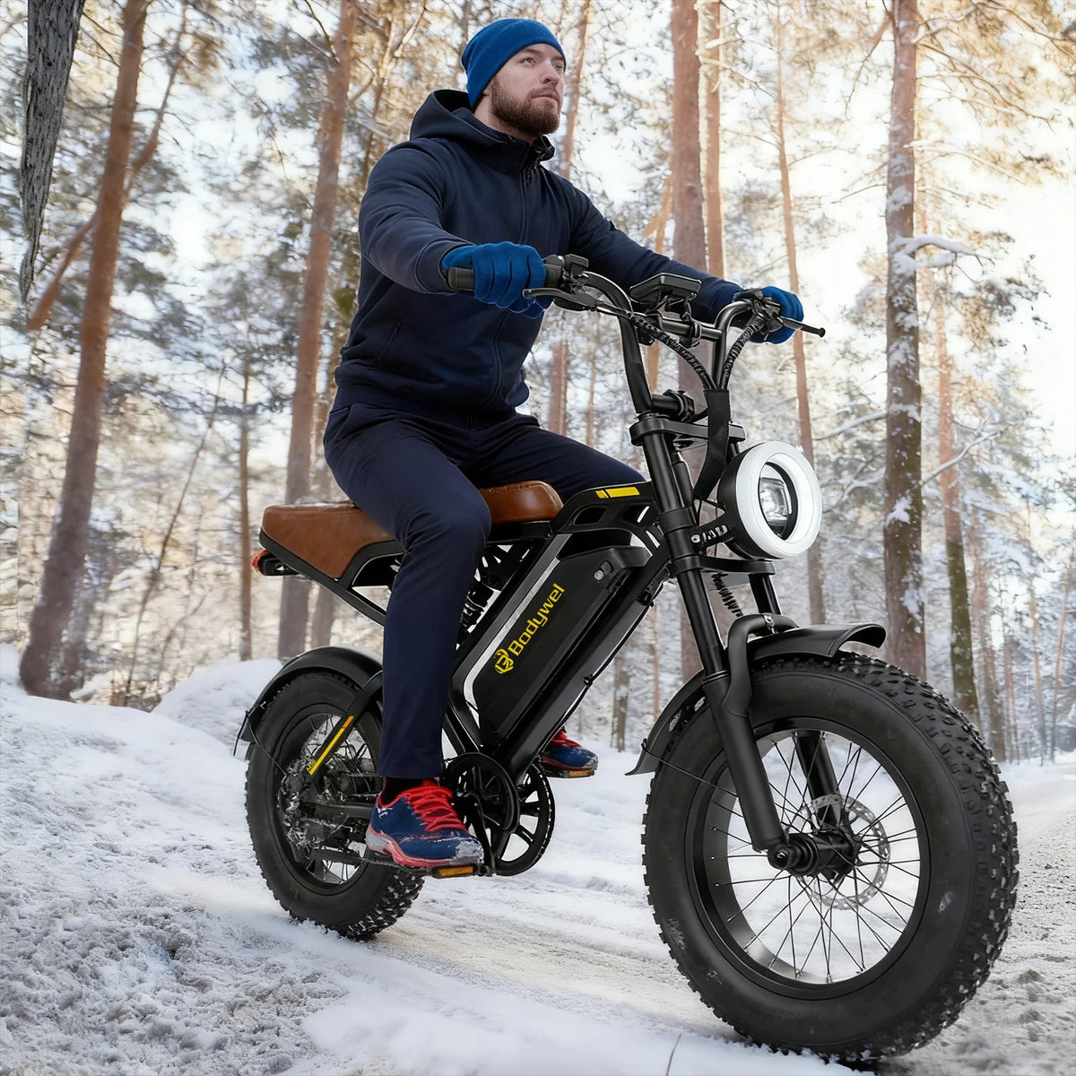 Bodywel M16 Off Road E Bike Adult Electric Bicycle 1500w 48V 15.6ah Mountain Electric Bike 16 Inch Fat Tire Outdoor Entertainmen