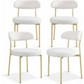 Set of 4 Oval Upholstered Dining Chairs with Curved Backrest and Gold Metal Legs for Dining Room or Kitchen Island