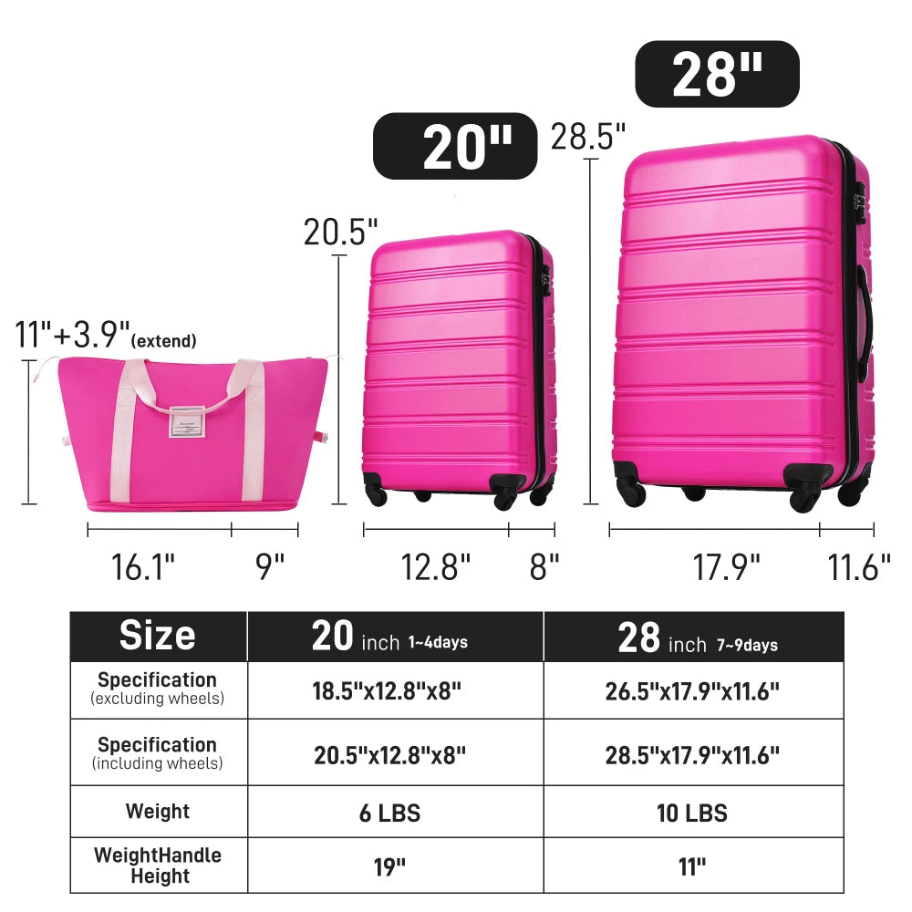 2 Piece Hardside Luggage Set with Bag Spinner Wheels TSA Lock Lightweight 20/24 Inch Travel Suitcase