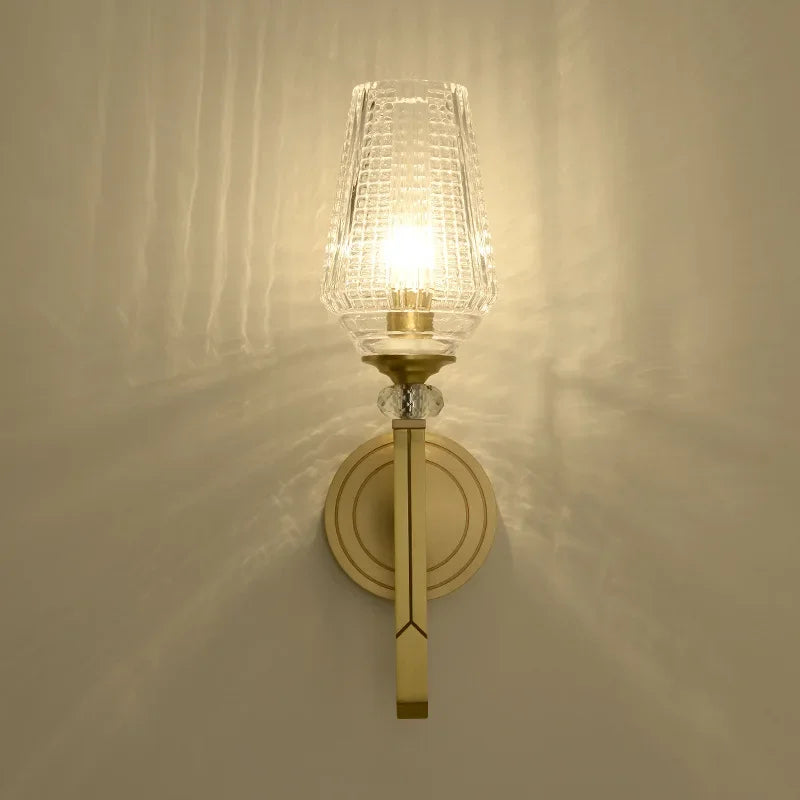 Post modern light luxury crystal all copper wall lamp corridor living room background wall creative design bedroom bedside lamp
