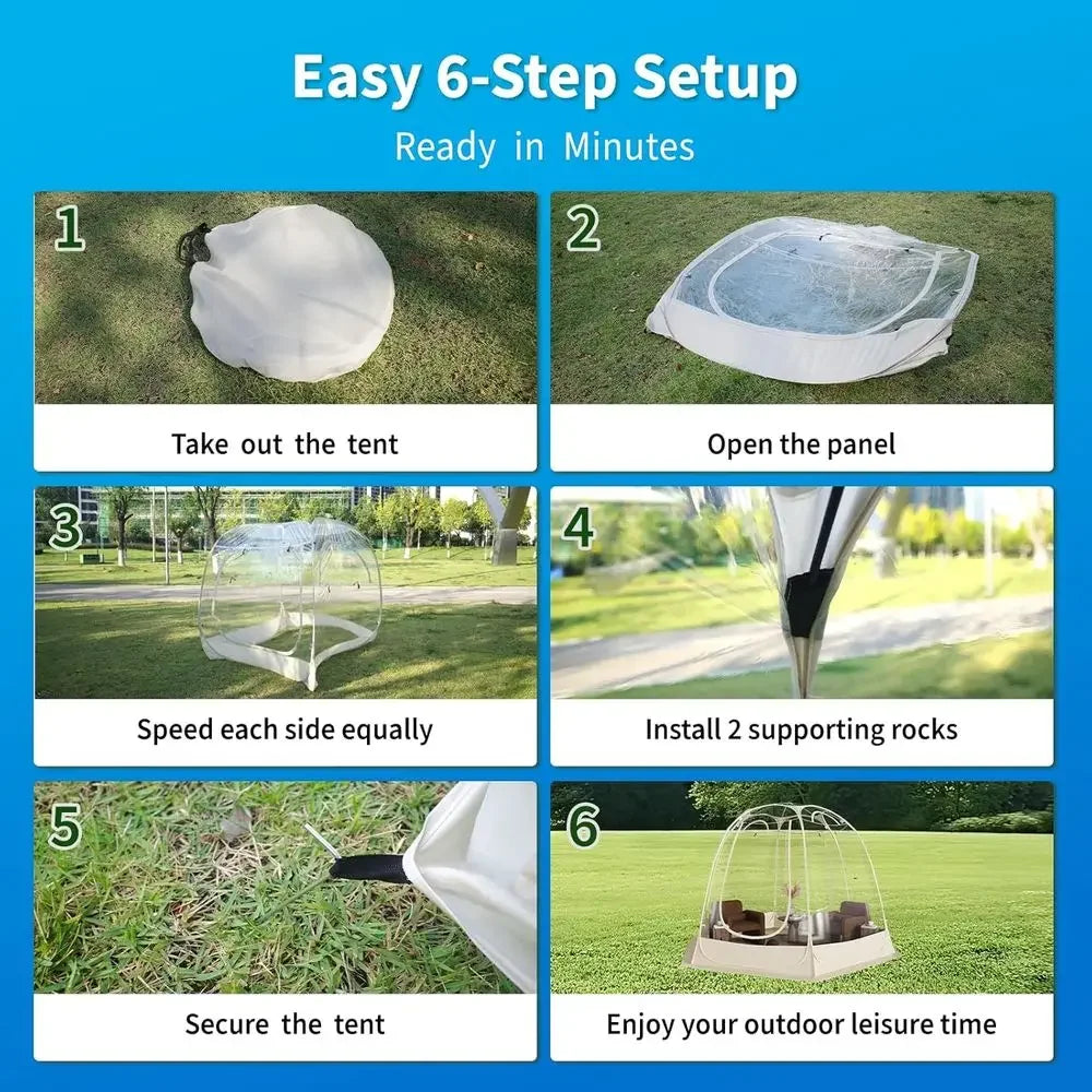 12-14 Person Weather-Resistant Outdoor Bubble Tent with Ventilation Windows for Camping, Parties, and Backyard Gatherings, Beige