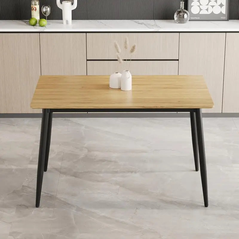 Modern Minimalist Wood Grain Dining Table and Chair Set, 4-Piece Kitchen Table Set, Sturdy & Durable Design, Easy Assembly,