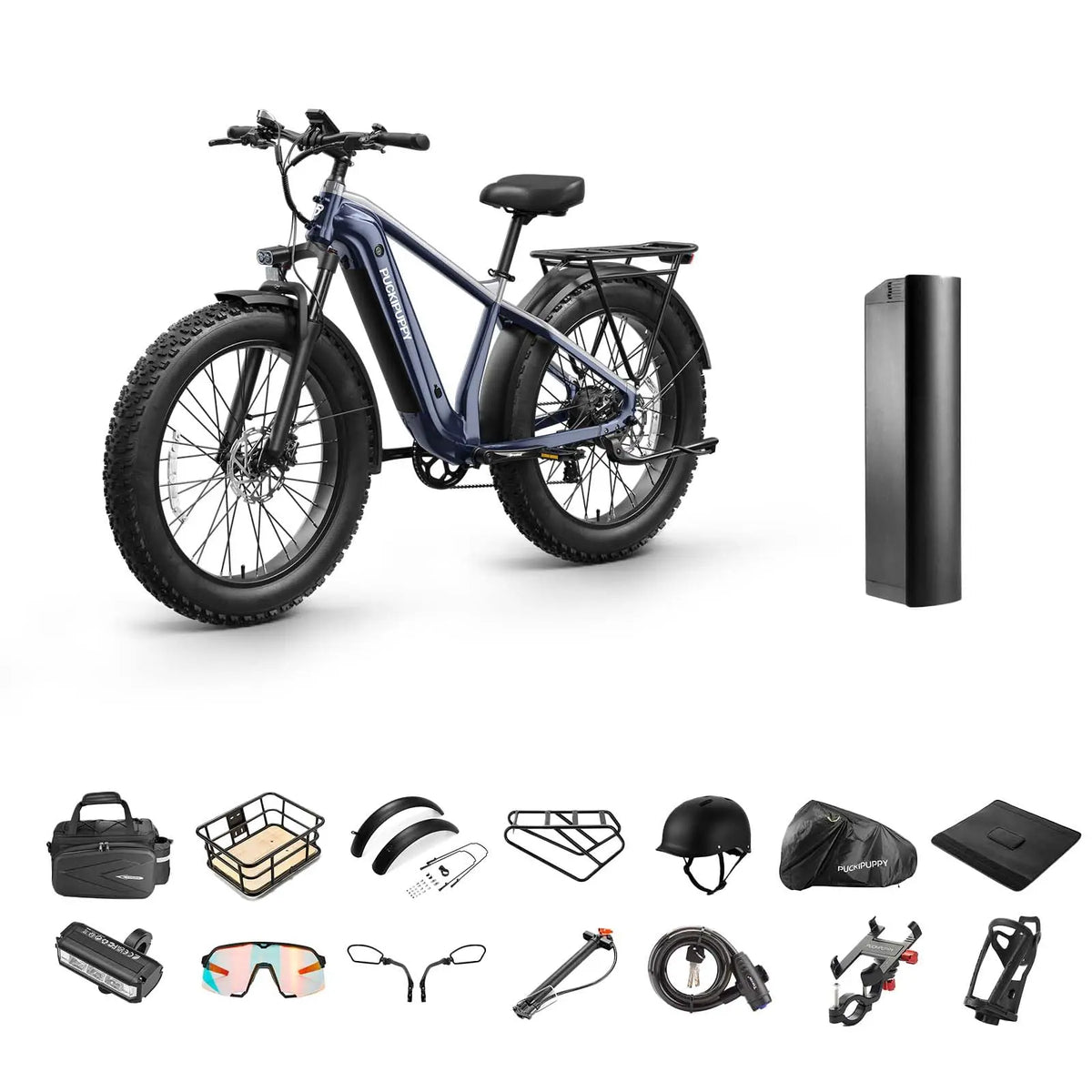PUCKIPUPPY Beagle II Electric Bike for Adults 960W Peak 48V 15AH Ebike with Luxury Accessory Pack and Extra 15Ah Battery