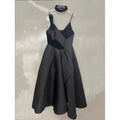 【New style】24 spring new product V-neck bow sexy goddess irregular waist slimming suspender party dress