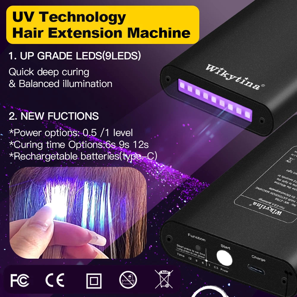 Complete Hair Extension Machine with UV Light V Light Tools Glue and Curing Lighter for Easy Hair Extensions