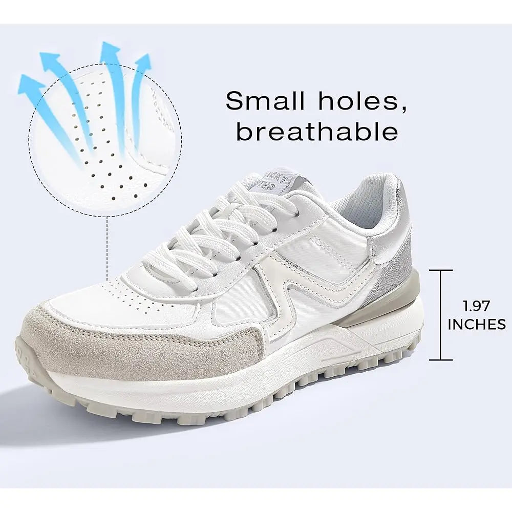 Women's Retro Fashion Casual Sneakers Colorblock Platform Classic Trendy Trainning Anti-Slip Tennis Travel Walking Shoes