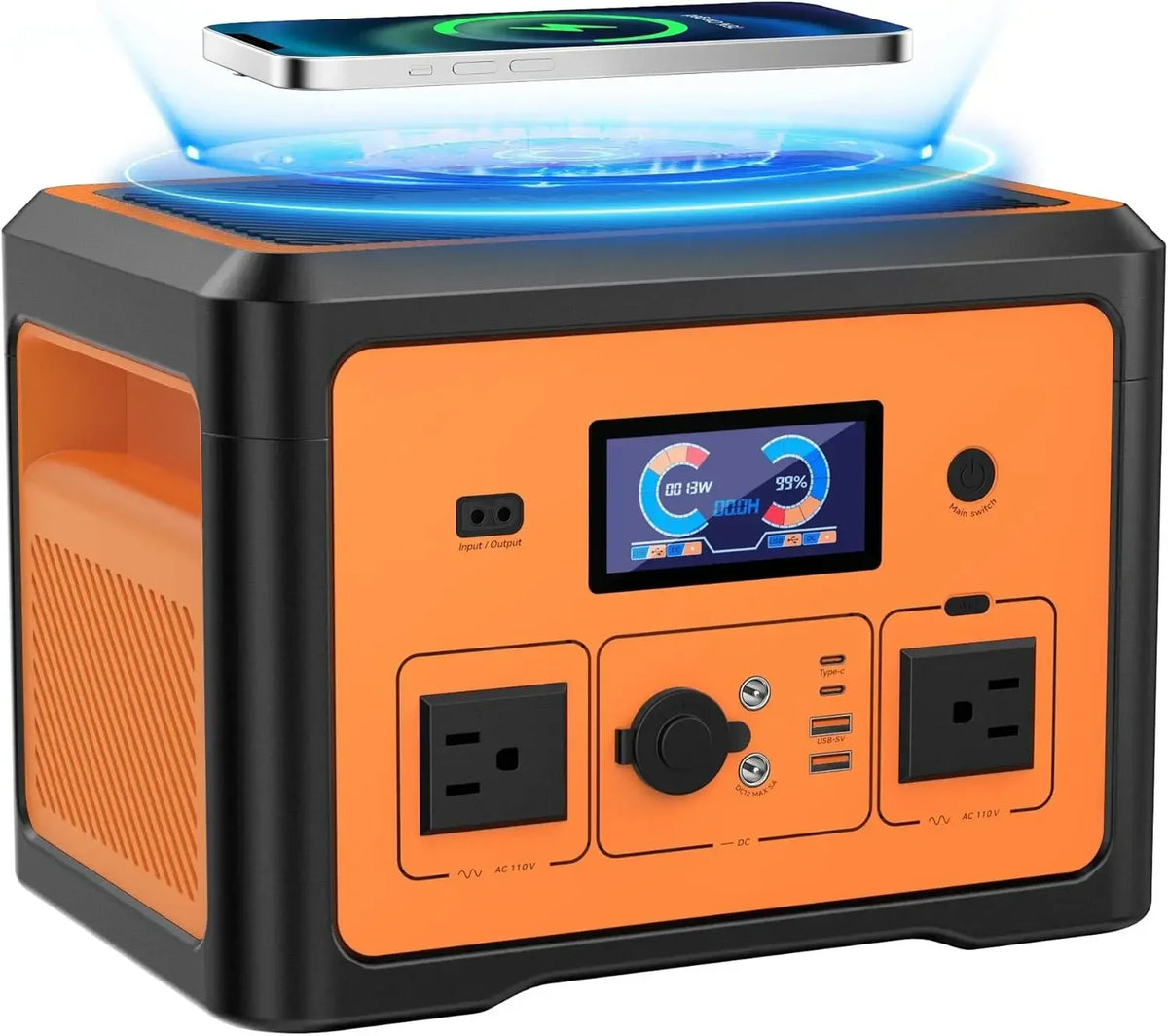 Portable Power Station 600W(Peak 1800W), Solar Generator with 384WH LiFePO4 Battery, 10 Outputs  UPS  Backup, Generators