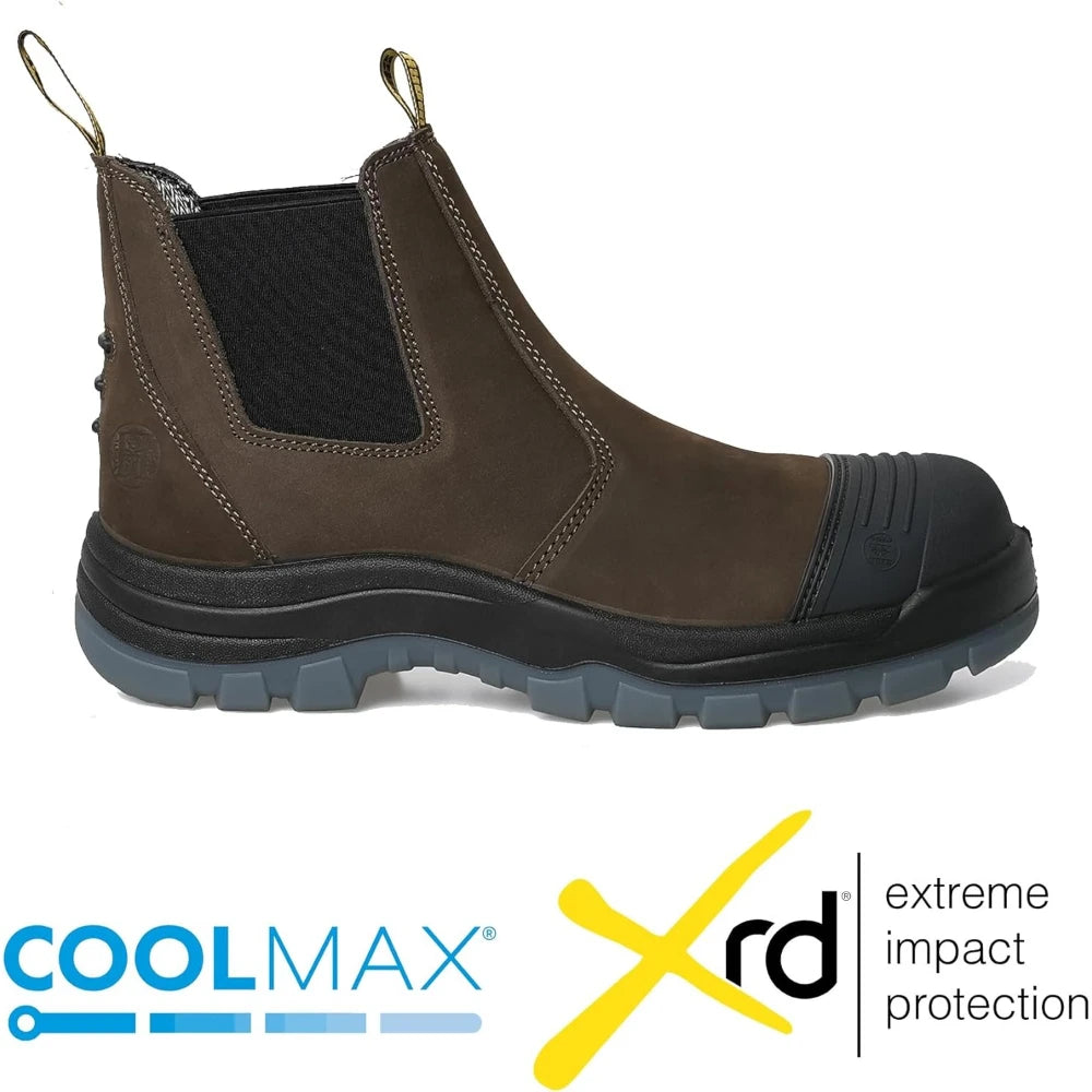 Men's Slip On Work Boots with Safety Toe, Slip Resistant Waterproof Puncture Proof for Construction Industrial