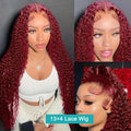 Deep Wave Human Hair Wigs 99J Burgundy 13X6 Hd Lace Frontal Wig 13X4 Human Hair 250 Density Water Wave Preplucked Brazilian Wig