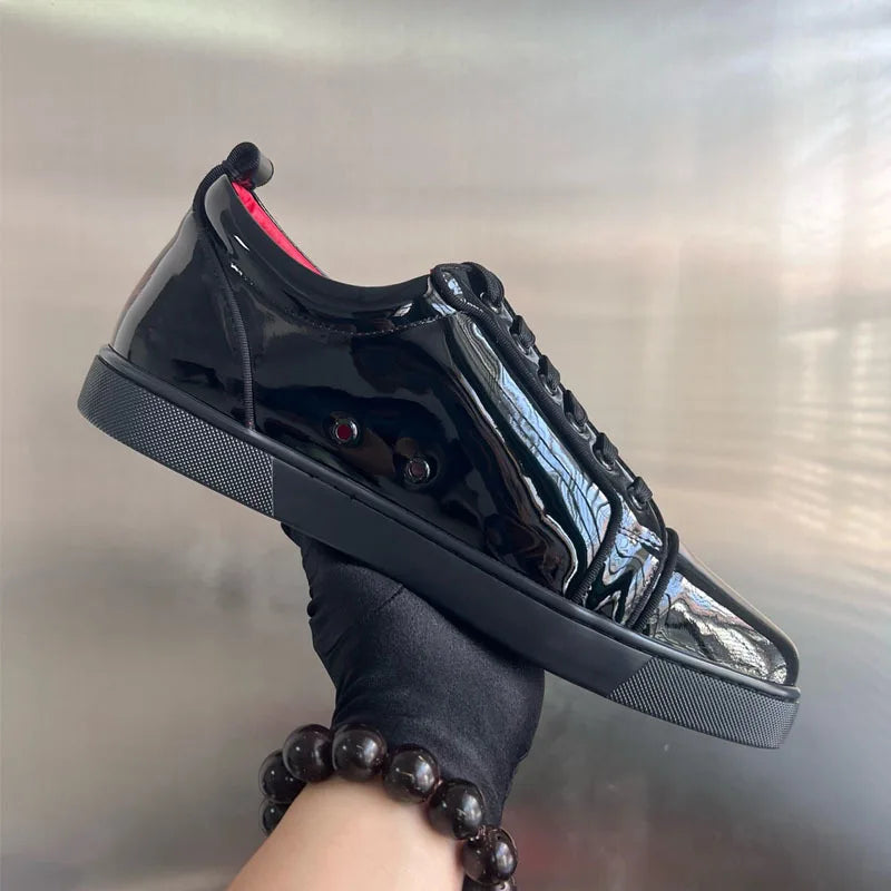 Men Real Leather Casual Shoes Fashion Red Sole Top Layer Cowhide British Style Comfortable Breathable Versatile Lace Up Loafers